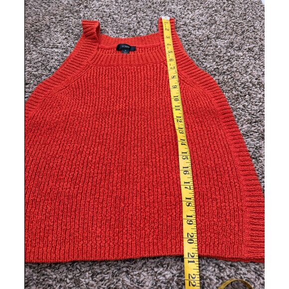 J Crew Orange Chunky Knit Tank Top Womens Sz S Fall Autumn Pumpkin High Neck - Picture 7 of 7